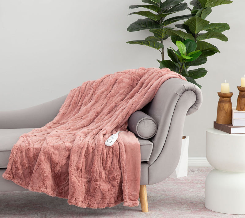 Berkshire Diamond Quilted Grace Fur 50x60 Heated Throw — View 13