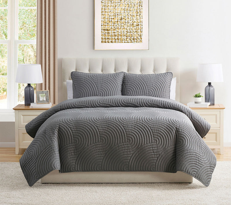 VCNY Home Sands 3pc Curved Textured Quilt Set, King — View 11