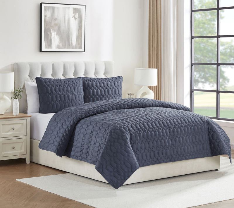 VCNY Home Diamond 3pc Textured Quilt Set, King — View 2