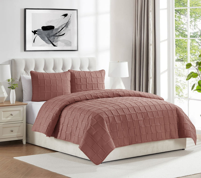VCNY Home Solid 3pc Square Textured Quilt Set, King — View 6