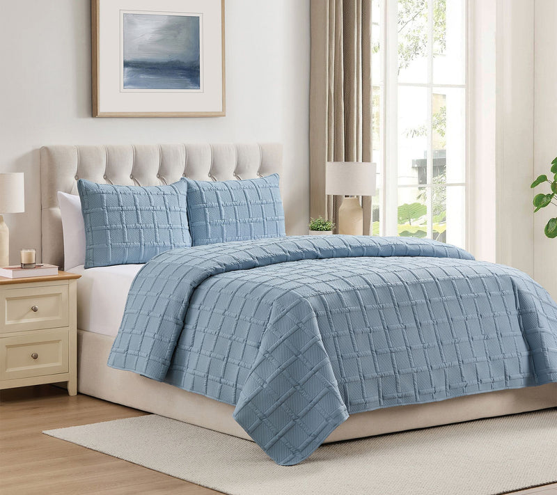 VCNY Home Solid 3pc Square Textured Quilt Set, King — View 2