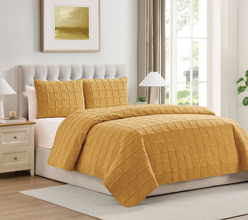 VCNY Home Solid 3pc Square Textured Quilt Set, King — View 4