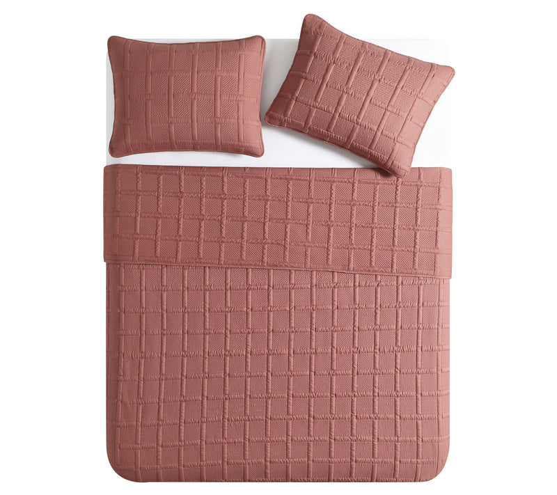 VCNY Home Solid 3pc Square Textured Quilt Set, King — View 7