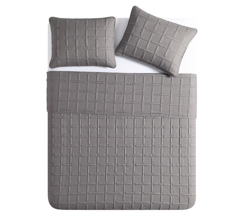VCNY Home Solid 3pc Square Textured Quilt Set,ull/ Queen — View 7