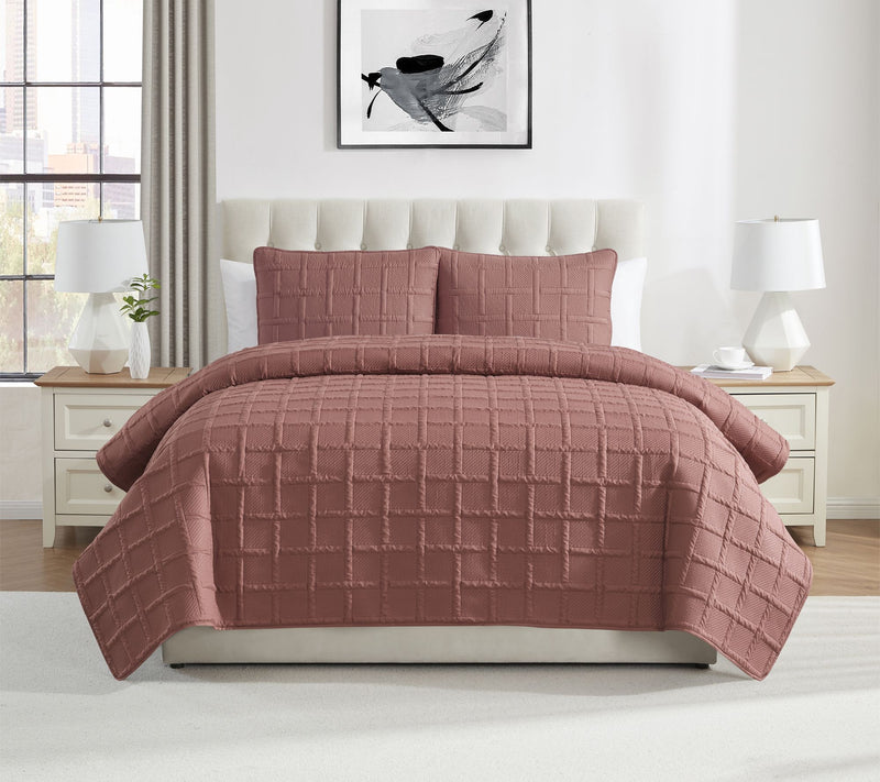 VCNY Home Solid 3pc Square Textured Quilt Set,ull/ Queen — View 14