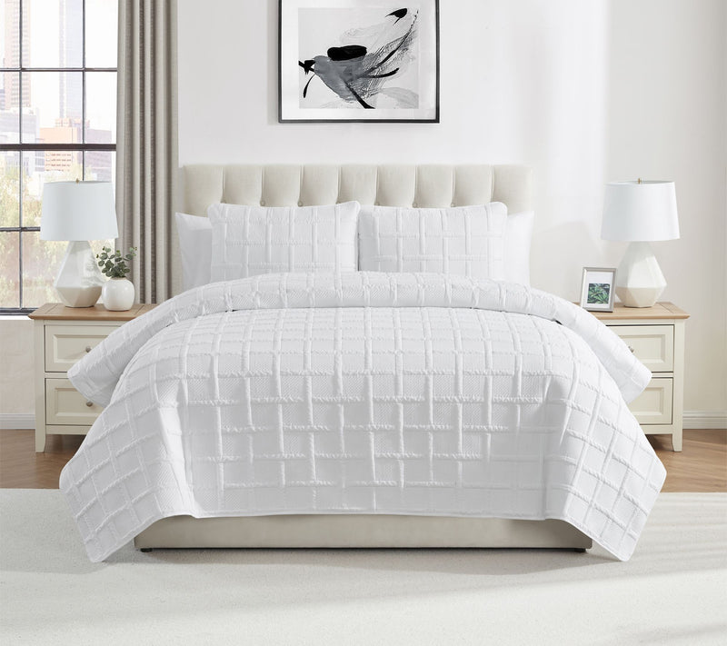 VCNY Home Solid 3pc Square Textured Quilt Set,ull/ Queen — View 16