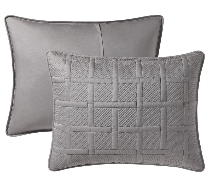 VCNY Home Solid 3pc Square Textured Quilt Set,ull/ Queen — View 9