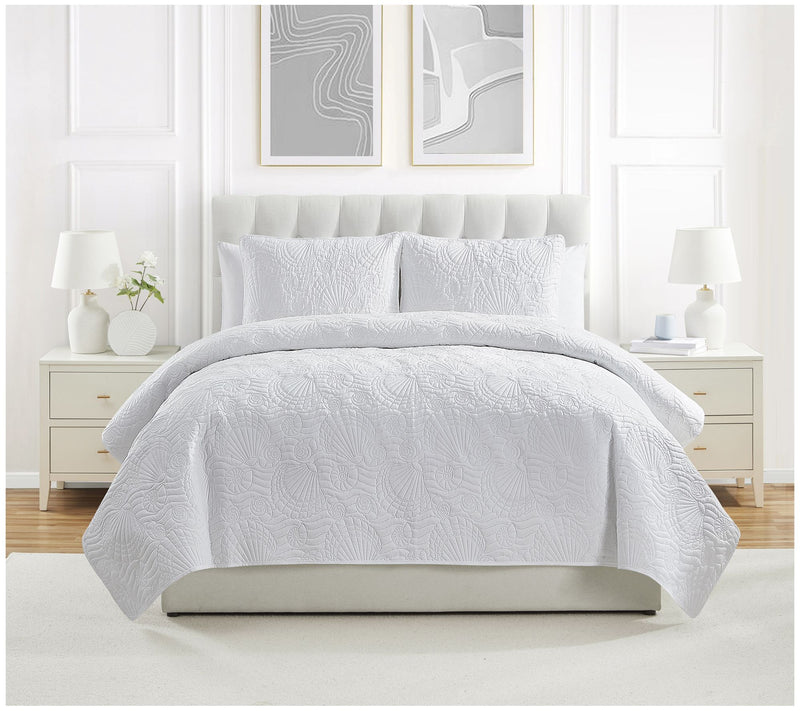 VCNY Home Ocean 3pc Solid Seashell Coastal Quilt. King — View 11