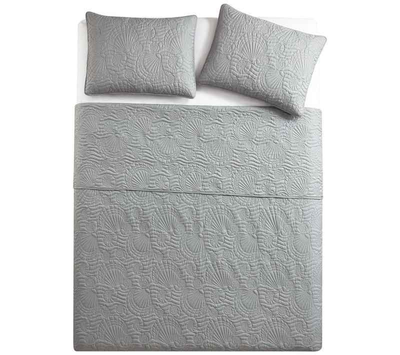 VCNY Home Ocean 3pc Solid Seashell Coastal Quilt. Full/ Queen — View 3