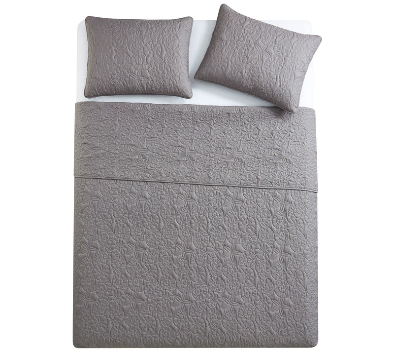 VCNY Home Seashell 3pc Solid Coastal Quilt Set,King — View 3