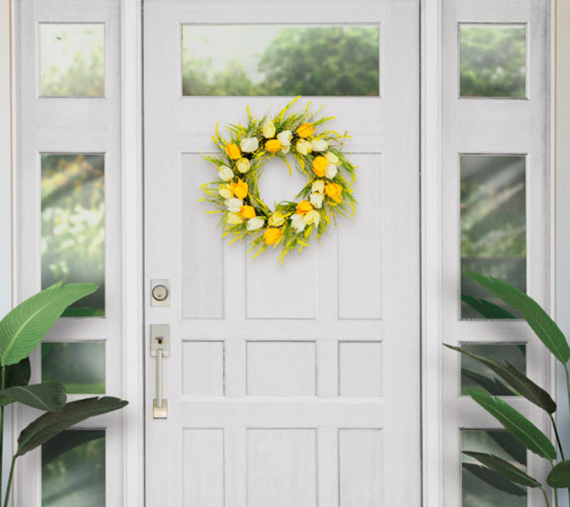 Puleo International 24" Artificial Tulip FloralSpring Door Wr — View 5