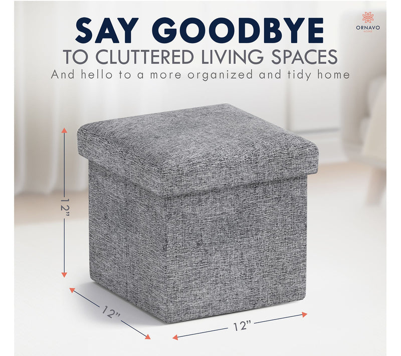 Ornavo Home 2 Pack Small Square Cube Storage Ottoman — View 6