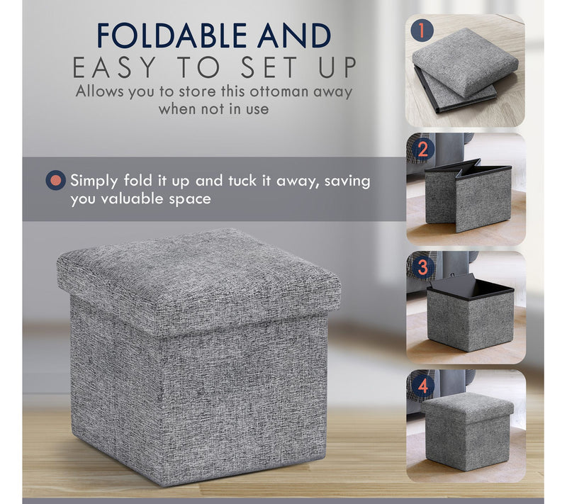 Ornavo Home 2 Pack Small Square Cube Storage Ottoman — View 5