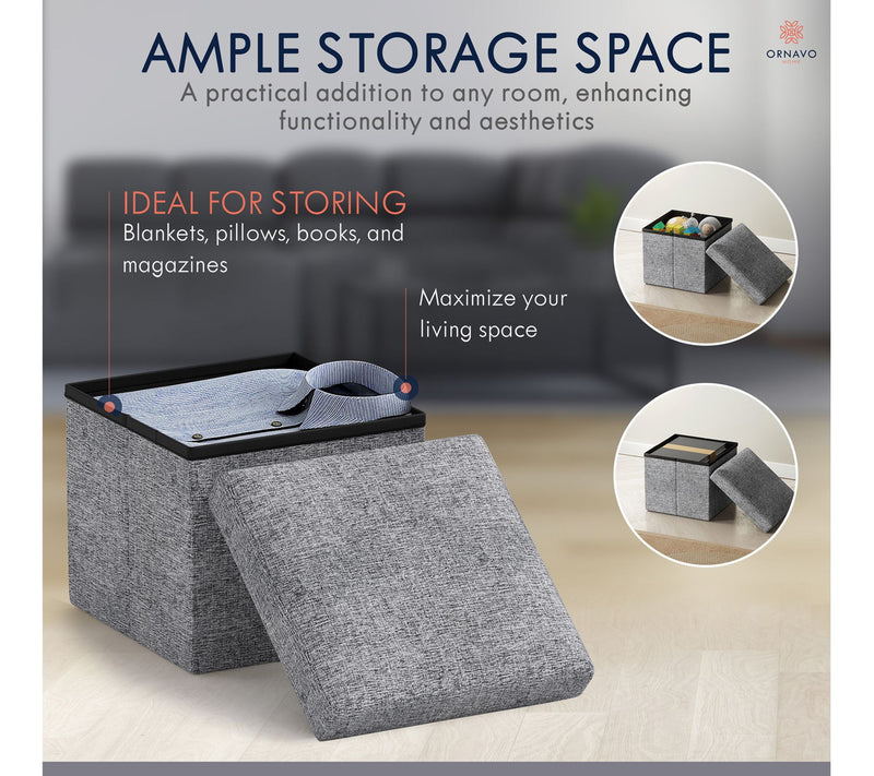 Ornavo Home Small Square Cube Storage Ottoman — View 7