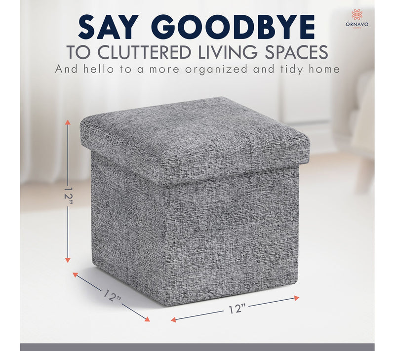 Ornavo Home Small Square Cube Storage Ottoman — View 6