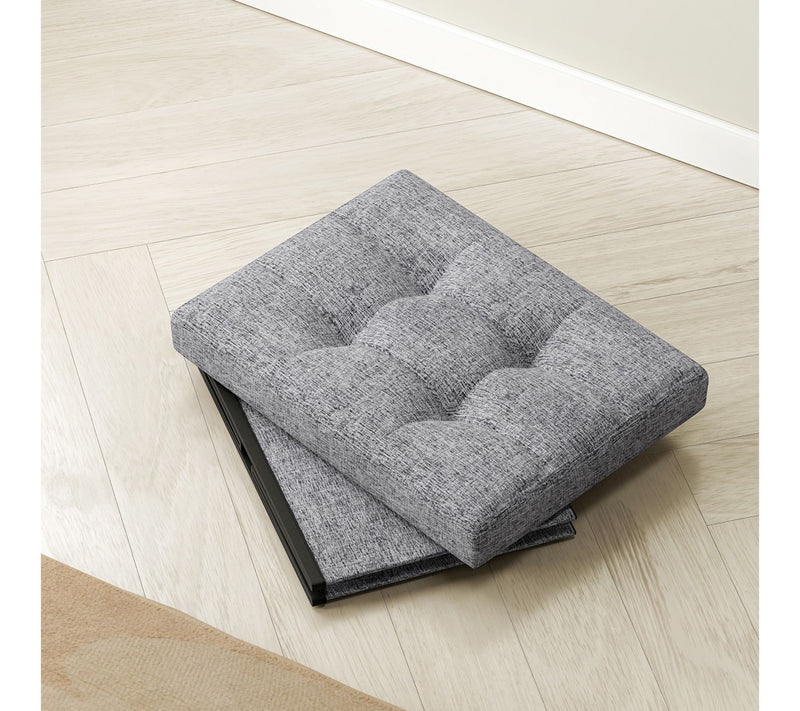 Ornavo Home Small Foldable Tufted Linen StorageOttoman — View 6