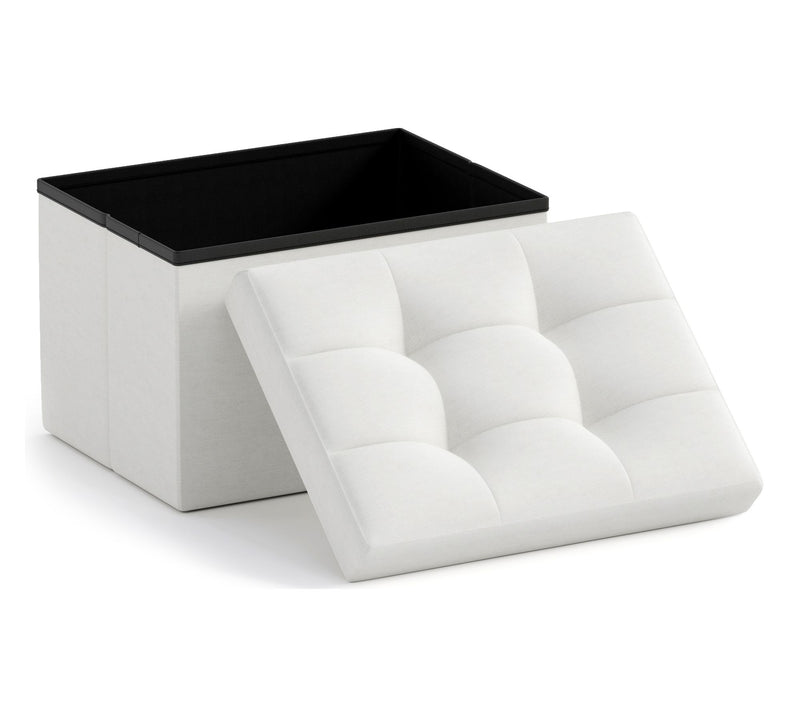 Ornavo Home Small Foldable Tufted Linen StorageOttoman — Main view