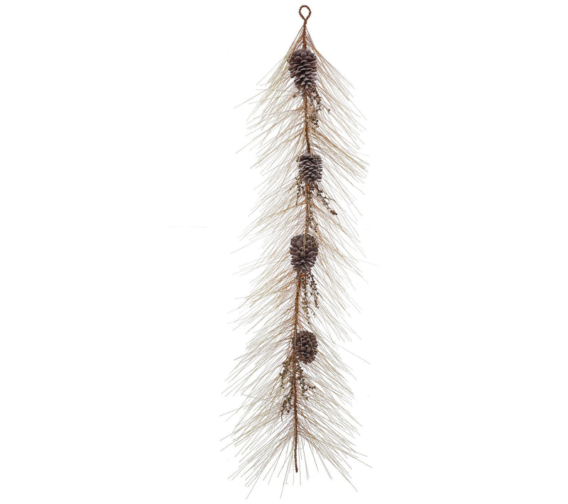 48" UV Longleaf Vintage Pine Garland w Cone byalerie — Main view