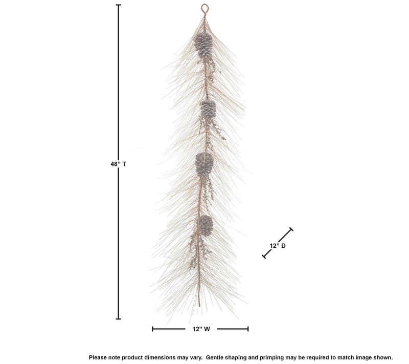 48" UV Longleaf Vintage Pine Garland w Cone byalerie — View 2