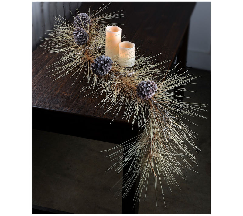 48" UV Longleaf Vintage Pine Garland w Cone byalerie — View 4