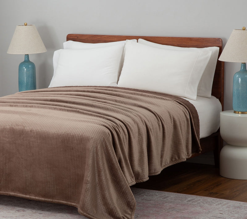 Berkshire Embossed Waffle Velvetsoft & Sherpa Blanket - King — View 9