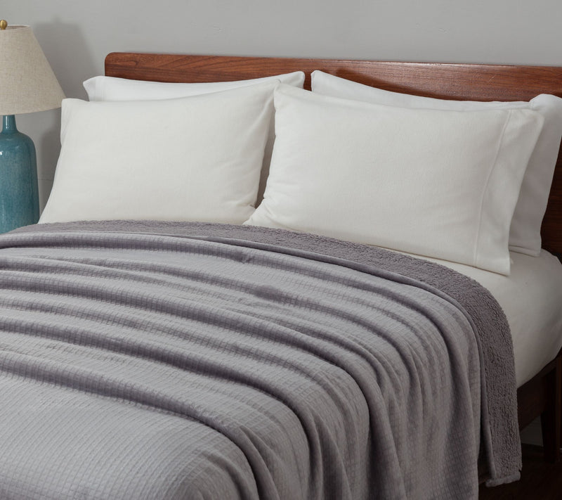 Berkshire Embossed Waffle Velvetsoft & Sherpa Blanket - King — View 12