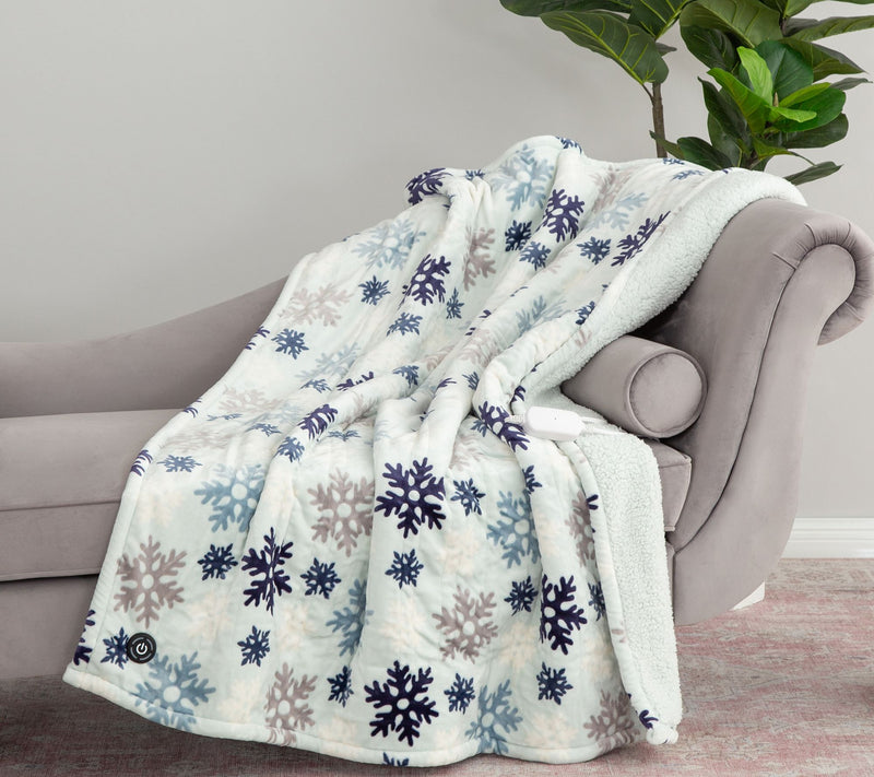 Berkshire Velvetsoft & Sherpa Heated Throw with EZ Touch Remote — View 5