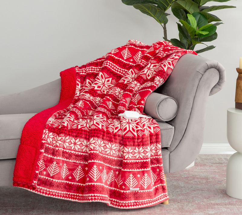 Berkshire Velvetsoft & Sherpa Heated Throw with EZ Touch Remote — Main view