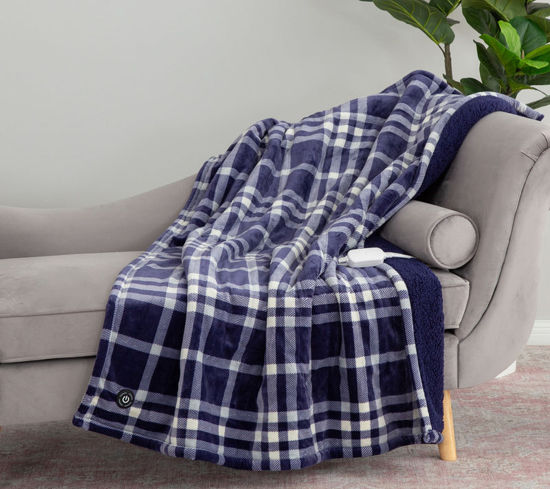 Berkshire Velvetsoft & Sherpa Heated Throw with EZ Touch Remote — View 7