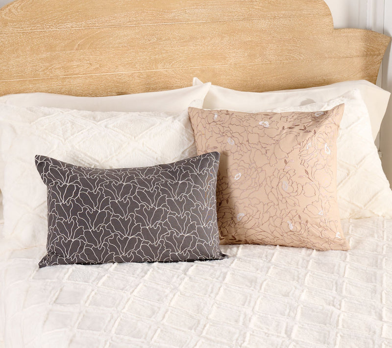 Northern Nights Set of 2 Floral Satin Embroidery Dec Pillows — View 5
