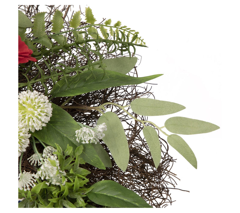 Americana Mixed Floral Patriotic Wreath  24-Inch  Unlit — View 5