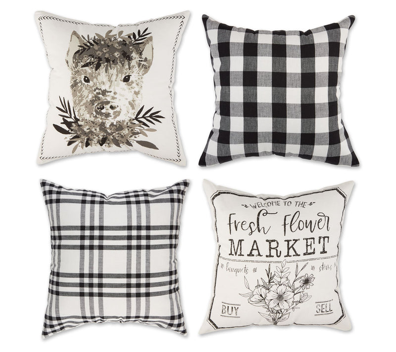 Design Imports S/4 Pig & Flower Market Farmhouse Pillow Covers — Main view