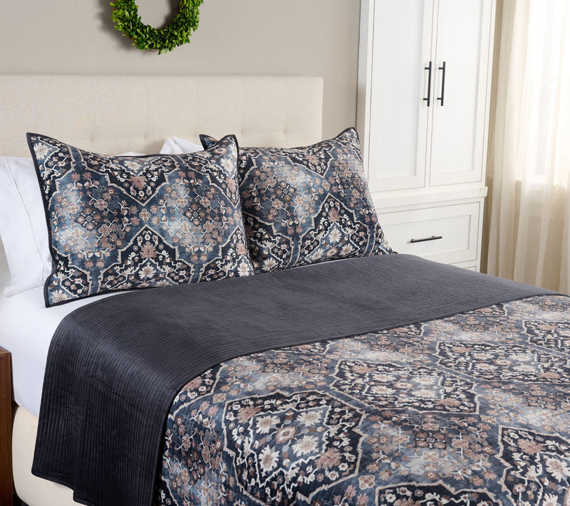 Home Reflections Printed Velvet Coverlet Set- Full — View 7