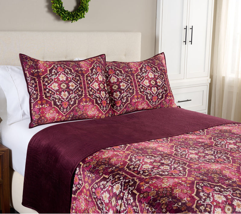 Home Reflections Printed Velvet Coverlet Set- Full — View 9