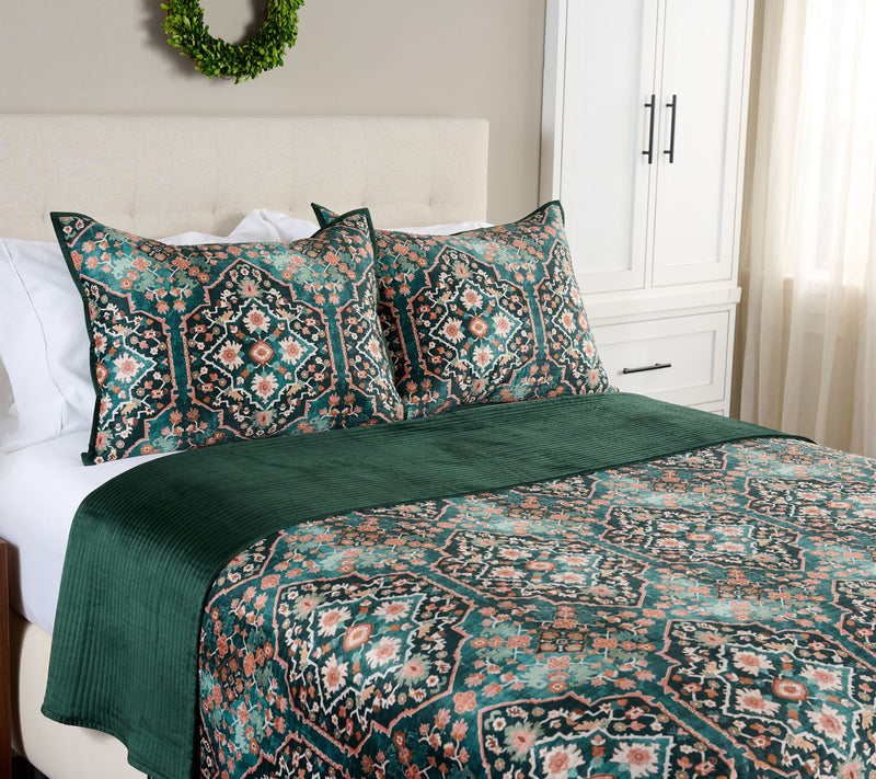 Home Reflections Printed Velvet Coverlet Set- Queen — View 5
