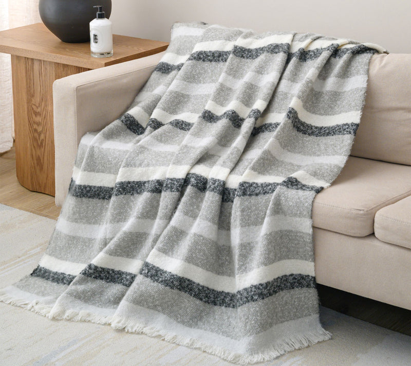 Ultra Soft Faux Mohair Stripes Throw Blanket, 50 x 60 inches — View 9