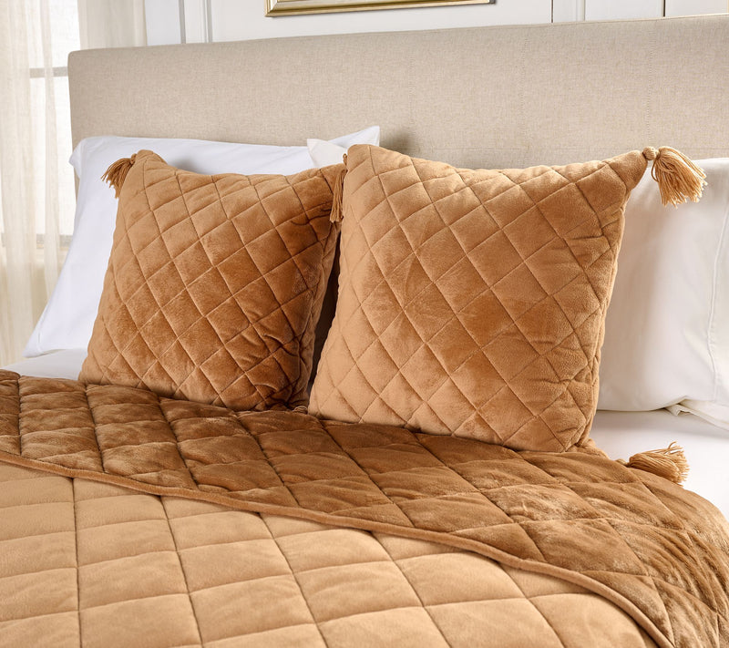 Home Reflection Set of 2 18x18 Plush Diamond Dec Pillows with Tassels — View 5