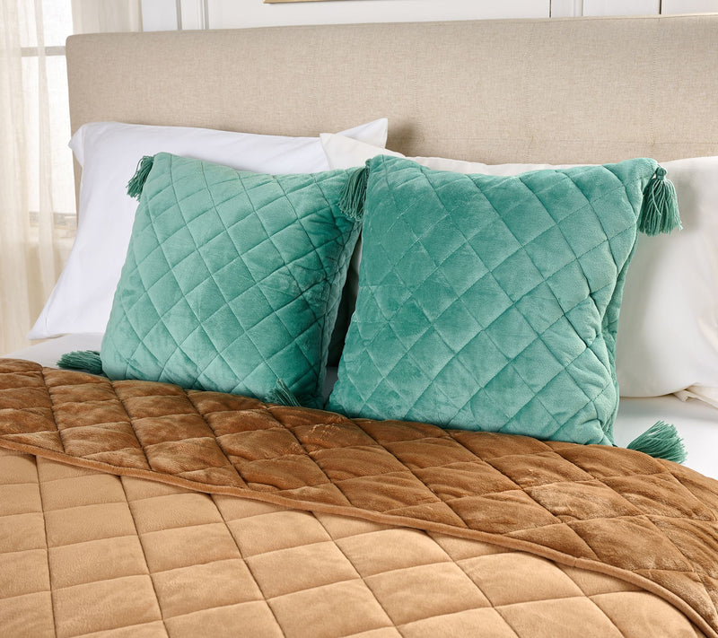 Home Reflection Set of 2 18x18 Plush Diamond Dec Pillows with Tassels — View 7
