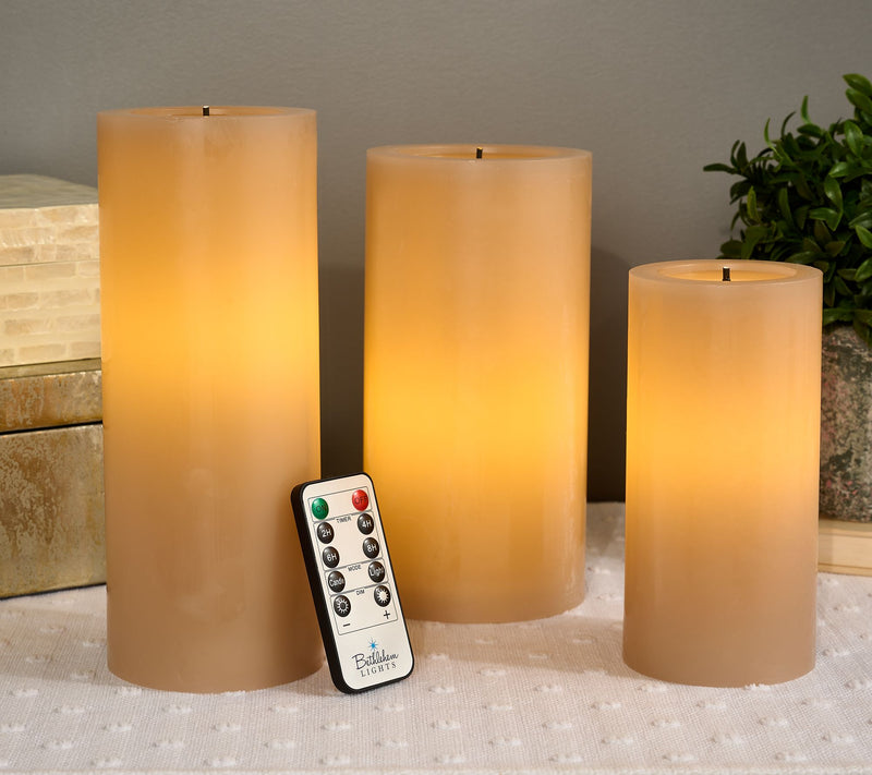 Bethlehem Lights S/3 Tall Fiber Optic Flameless Pillars — View 10