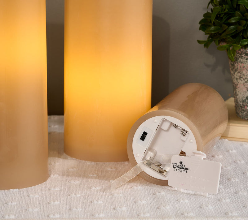 Bethlehem Lights S/3 Tall Fiber Optic Flameless Pillars — View 11
