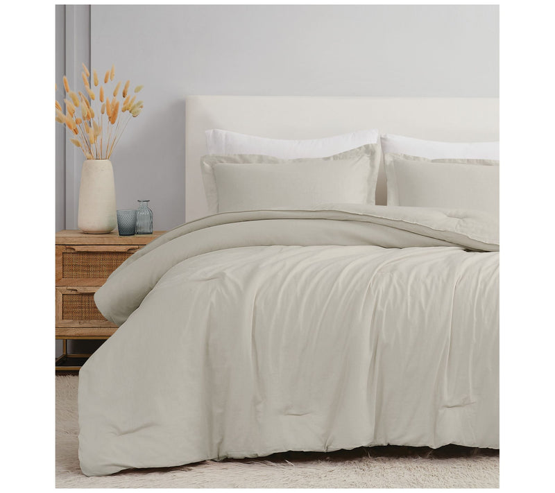 Brooklyn Loom Flax Linen Full/Queen 3 Piece Comforter Set — View 5