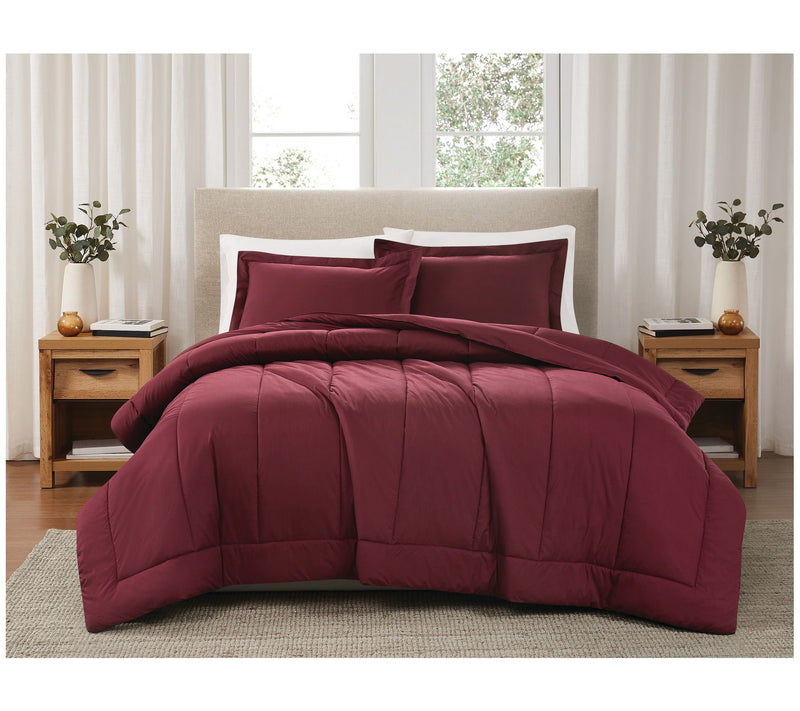 Brooklyn Loom Solid Cotton Percale Fu/Qn 3pc Comforter Set — View 15