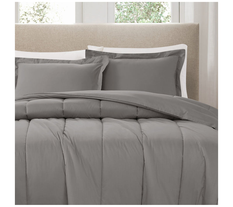 Brooklyn Loom Solid Cotton Percale Fu/Qn 3pc Comforter Set — View 5