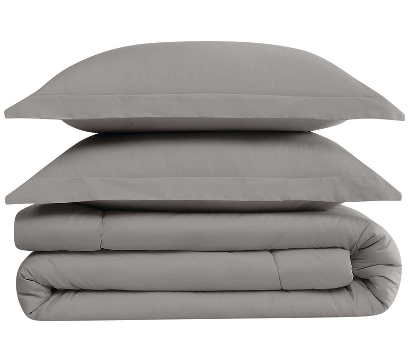 Brooklyn Loom Solid Cotton Percale Fu/Qn 3pc Comforter Set — View 2