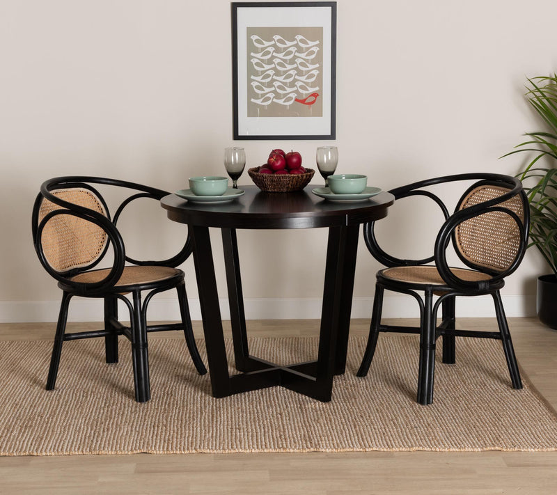 bali & pari Palesa Black and Brown Rattan Dining Chair — Main view