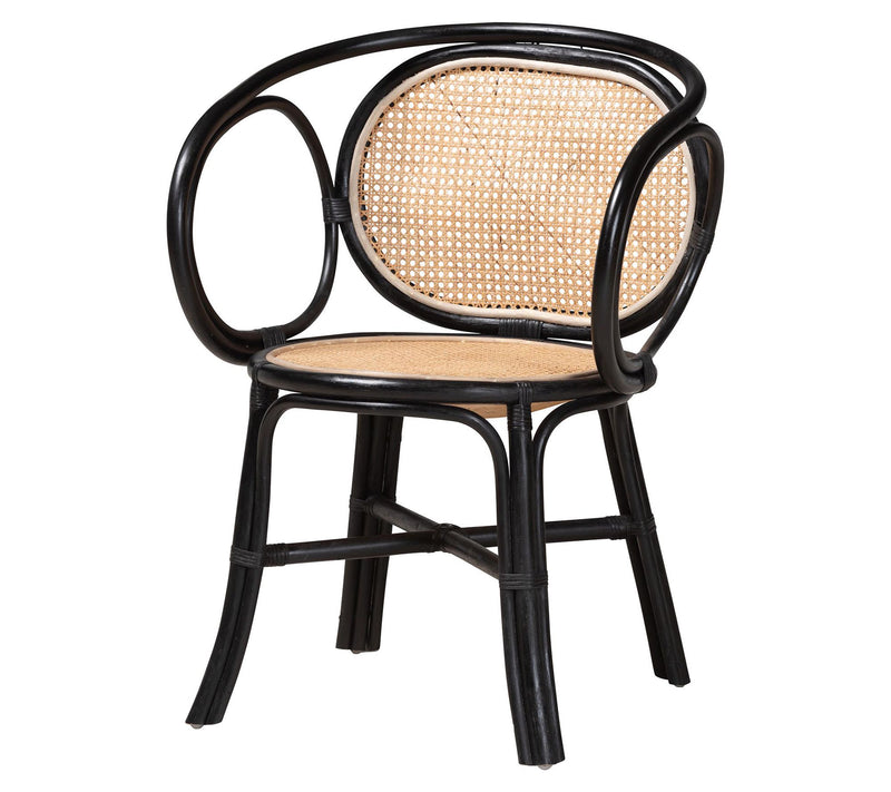 bali & pari Palesa Black and Brown Rattan Dining Chair — View 4