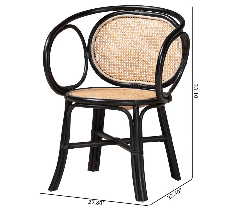 bali & pari Palesa Black and Brown Rattan Dining Chair — View 9