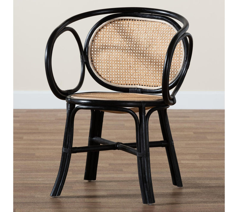 bali & pari Palesa Black and Brown Rattan Dining Chair — View 10