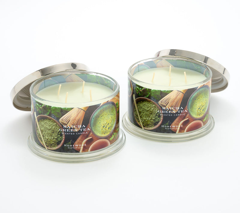 HomeWorx by Slatkin + Co. S/2 18oz Candles Matcha Green Tea — Main view