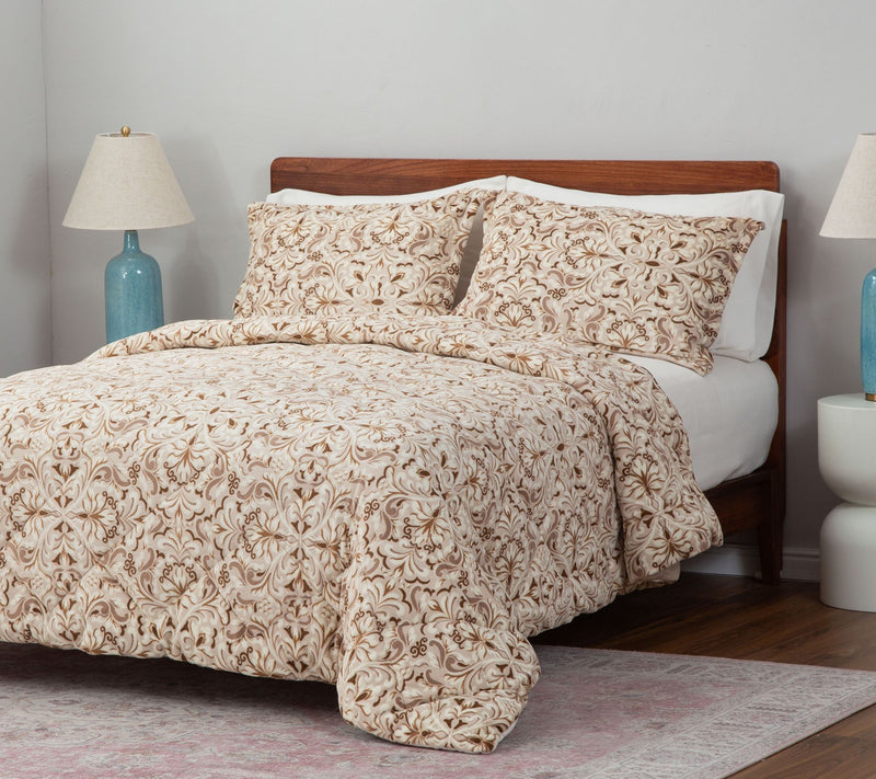 Berkshire Printed Petite Grace Fur Comforter & Sham Set- Full — View 9